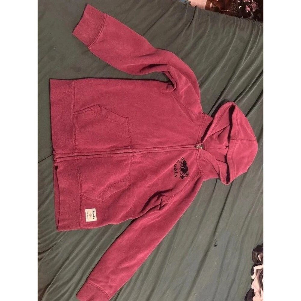Red boys Roots zip up jacket size medium